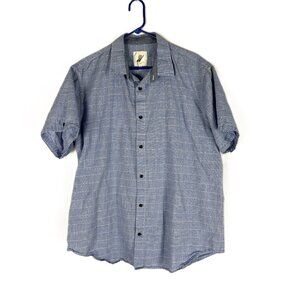 Fundamental Coast Shirt Short Sleeve Button Up XXL Men's Blue Cotton